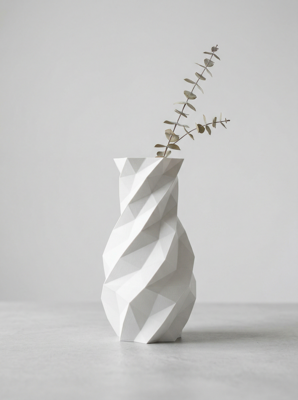 Geometric Twist Vase in White